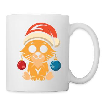 Mignon chat de Noël avec chapeau - Mug blanc - blanc - Droite