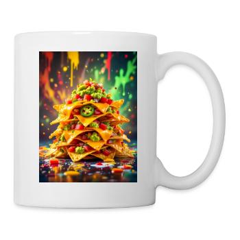 Geladene Nachos mit würzigem Geschmack und Neon - Tasse - Weiß - Rechts