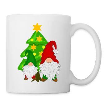 Wichtel vor dem Tannenbaum - Tasse - Weiß - Rechts