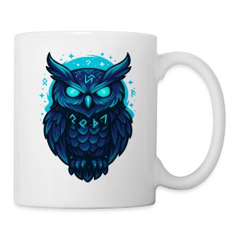 Leuchtende Runen-Eulennacht - Tasse - Weiß - Rechts