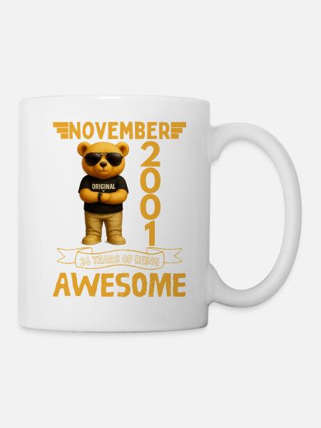 Teddybeer 24 jaar oud november 2001 - Mok - wit