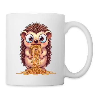 Süßer Igel mit Spaghetti tollpatschig Cartoon  - Tasse - Weiß - Rechts
