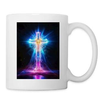 Kreuz_aus_Energie_Spirituelle_Neon-Vision - Tasse - Weiß - Rechts