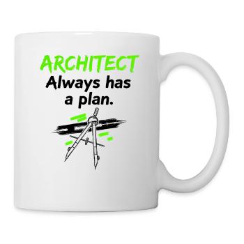 Architekt mit Plan - Tasse - Weiß - Rechts