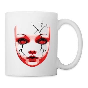 Creepy Halloween Doll Mask Portrait Art - Mug - white - Right