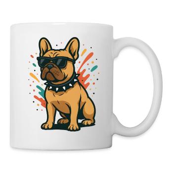 French Bulldog Dog in Color Splash with Sunglasses - Mug - white - Right
