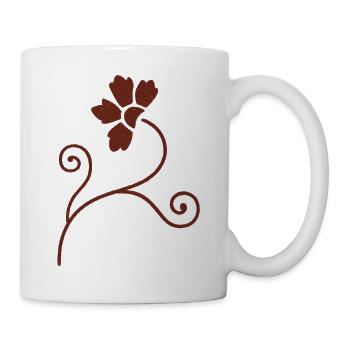 Rustikales Blumenornament - Tasse - Weiß - Rechts