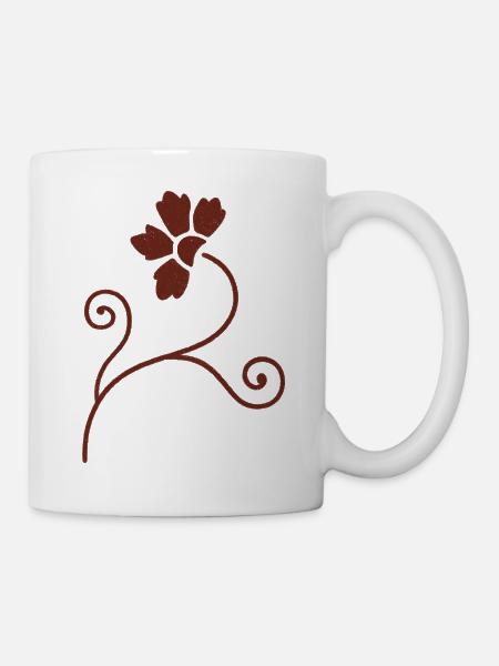 Rustikales Blumenornament - Tasse - Weiß