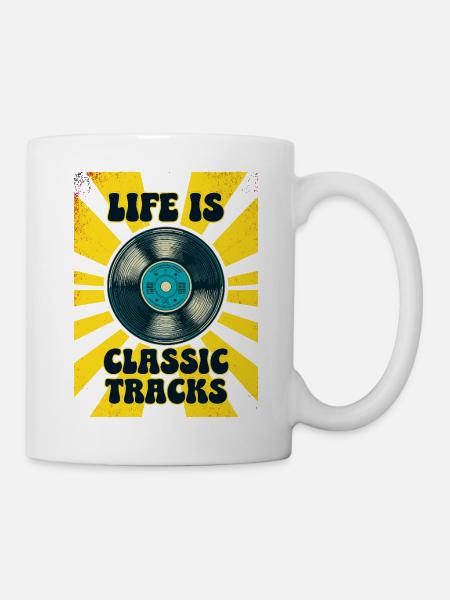 LIFE IS CLASSIC TRACKS Retro 70s Vinyl - Mug - white