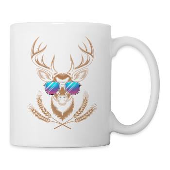 Hirsch mit Geweih - Tasse - Weiß - Rechts