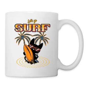 Let’s Go Surf - Conception amusante de chat de surf - Mug blanc - blanc - Droite