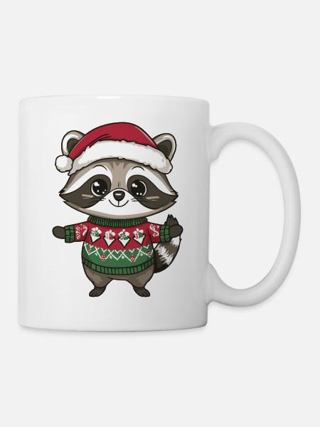 Waschbär Weihnachten - Tasse - Weiß