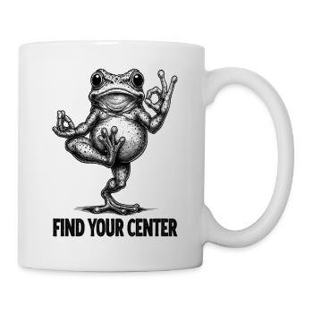 Finde deine Mitte – Yoga Frosch Illustration - Tasse - Weiß - Rechts