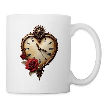 Vintage Heart Watch with Roses - Mug - white - Right