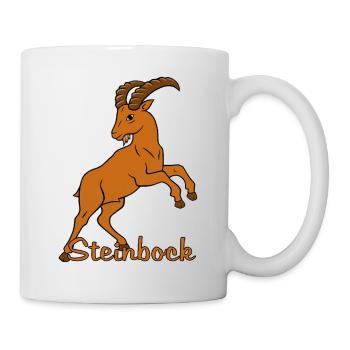 Sternzeichen Steinbock mit Schriftzug - Tasse - Weiß - Rechts