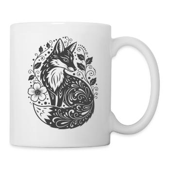 Ornamental fox with flower tendrils - Mug - white - Right