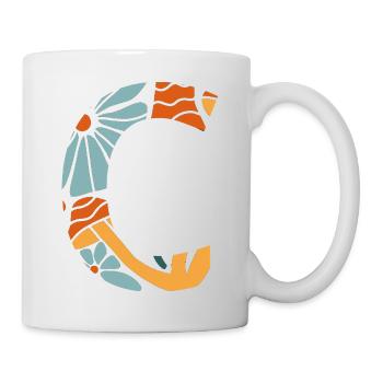 Buchstabe c groovy Blumen Geschenkidee - Tasse - Weiß - Rechts