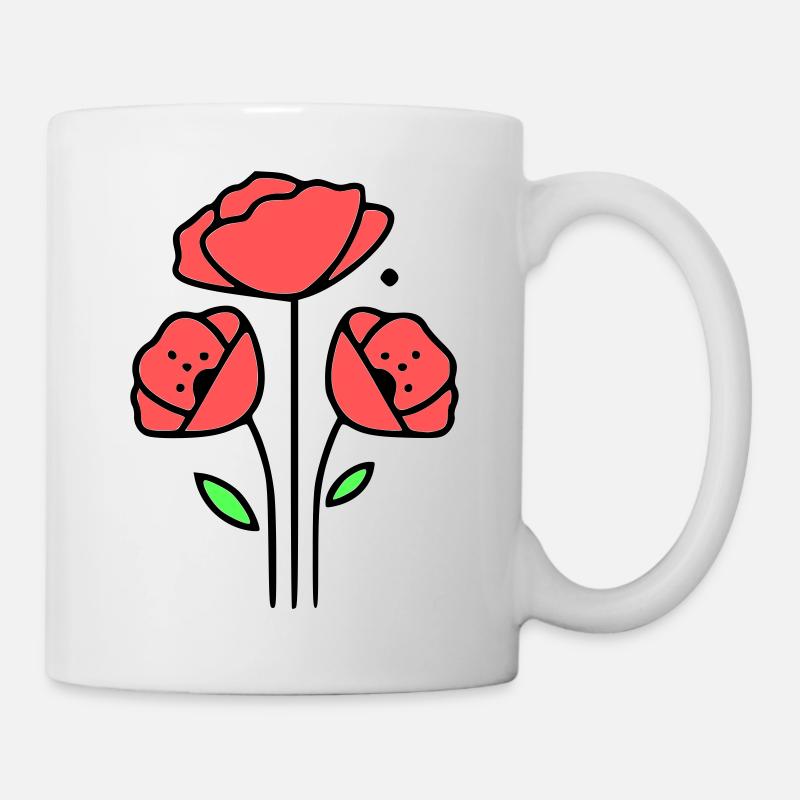 mohnblume-mohnblumen-minimalistisch-line-art-1 - Tasse - Weiß