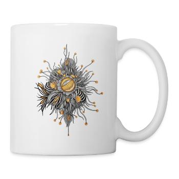 Ornamentale Sonnenblumen-Dahlie - Tasse - Weiß - Rechts