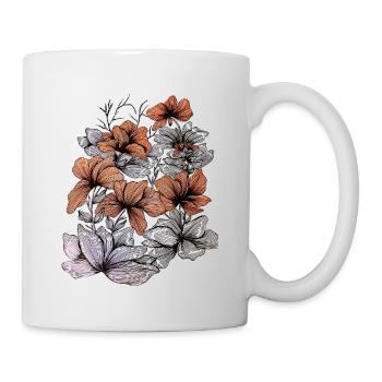 Flower Lines Brown Grey – Floral Design - Mug - white - Right