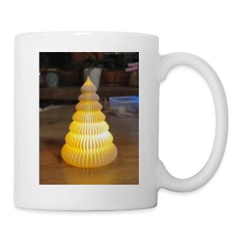 Gelbe Papierlampe in Stufenform - Tasse - Weiß - Rechts