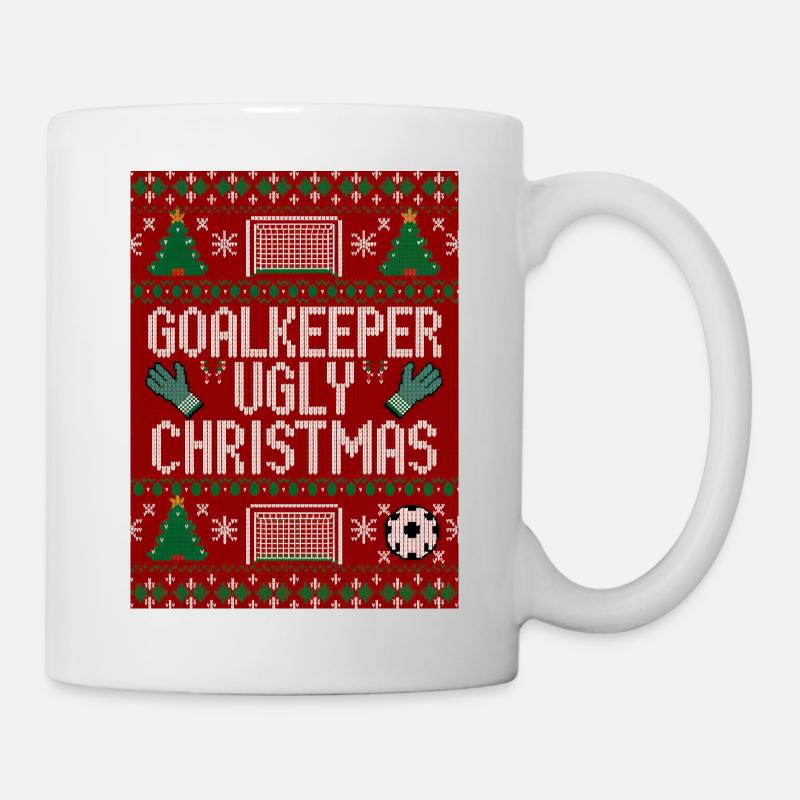 Torwart hässlicher Weihnachtspullover Design - Tasse - Weiß