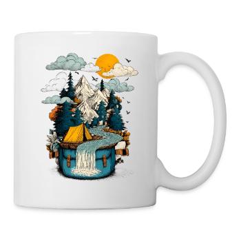 Mountain Lake Path - Camping Backpacker Motif - Mug - white - Right