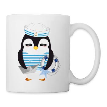 Pingouin mignon comme un marin dans un look marine - Mug blanc - blanc - Droite