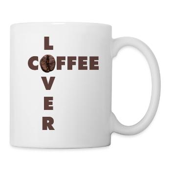 Design d’amateur de café avec de vrais grains - Mug blanc - blanc - Droite