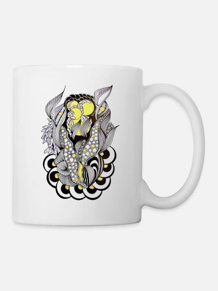 Gelb Botanische Abstraktion - Tasse - Weiß