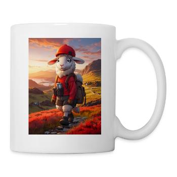 Schafe wandern bei Sonnenuntergang - Tasse - Weiß - Rechts