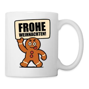 Lebkuchenmann Frohe Weihnachten  - Tasse - Weiß - Rechts