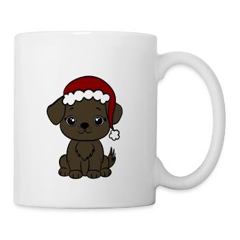 Hund mit Santa Hut - Tasse - Weiß - Rechts