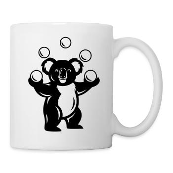 Koala juggles balls cartoon illustration - Mug - white - Right