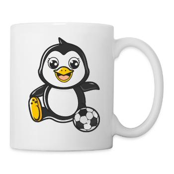 Penguin player with soccer ball - Mug - white - Right