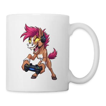 Crazy Neon Pony Gamer with Headset Gaming - Mug - white - Right