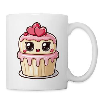 Kawaii Cupcake mit Herzen - Tasse - Weiß - Rechts