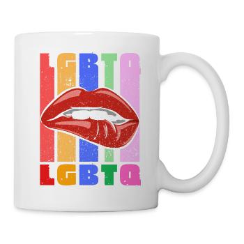 LGBT LGBTQ+ Rétro Vintage Lèvres colorées Art Pride - Mug blanc - blanc - Droite