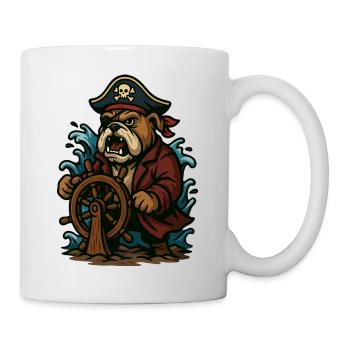 Fierce Pirate Bulldog Helm Captain Mascot Art - Mug - white - Right