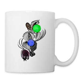 Linienblüten mit Farbkugeln - Tasse - Weiß - Rechts