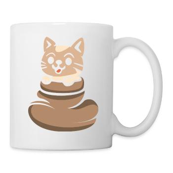 Cute cat looking out of brown sack - Mug - white - Right