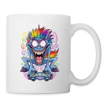 Licorne folle de jeu avec manette Gamer - Mug blanc - blanc - Droite