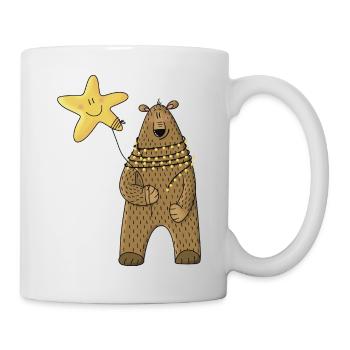 Bear with star and fairy lights - Mug - white - Right