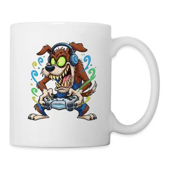Gaming Wolf mit Kopfhörern Gamer Hund - Tasse - Weiß - Rechts