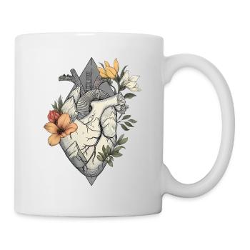 Cœur anatomique avec des fleurs et des montagnes - Mug blanc - blanc - Droite