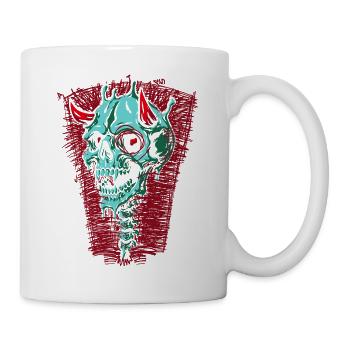 Turquoise Skull with Horns - Mug - white - Right