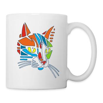 Chat Mosaïque tribal - Mug blanc - blanc - Droite