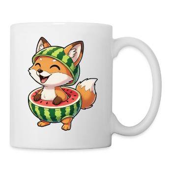 Lustiger Fuchs mit Wassermelone Sommer Spaß - Tasse - Weiß - Rechts