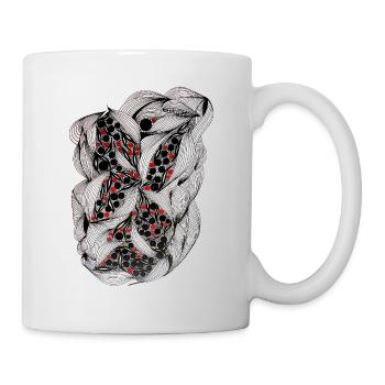 Motif de feuilles noires et blanches avec des baies rouges - Mug blanc - blanc - Droite