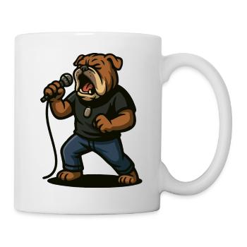 Chanteur de rock bouledogue avec art du microphone - Mug blanc - blanc - Droite